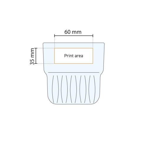 Technische Arbeitszeichnung des 35,5-cl-Glases mit Angabe des verfügbaren Druckbereichs. Technische Arbeitszeichnung des 35,5-cl-Glases mit Angabe des verfügbaren Druckbereichs.