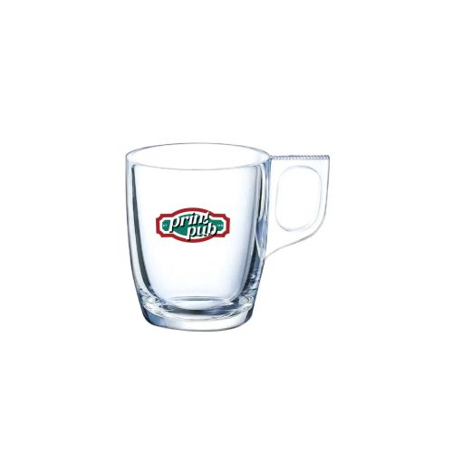 Mehrfarbiges PrintPub-Logo auf der Vorderseite des Voluto Espressoglas 9 cl. aus transparentem Glas. Mehrfarbiges PrintPub-Logo auf der Vorderseite des Voluto Espressoglas 9 cl. aus transparentem Glas.