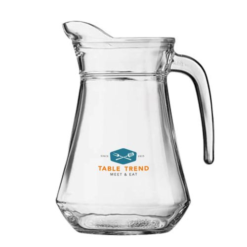 Wasserkrug Broc Arc 1,3- Liter mit mehrfarbigem TableTrend-Logo auf der Vorderseite. Wasserkrug Broc Arc 1,3- Liter mit mehrfarbigem TableTrend-Logo auf der Vorderseite.