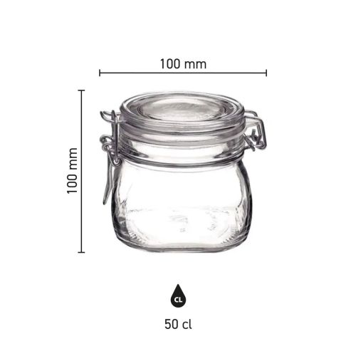 Die Infografik zeigt die Höhe, die Breite und das Fassungsvermögen des Fido Weckglases 0,5 Liter im quadratischen Glas. Die Infografik zeigt die Höhe, die Breite und das Fassungsvermögen des Fido Weckglases 0,5 Liter im quadratischen Glas.