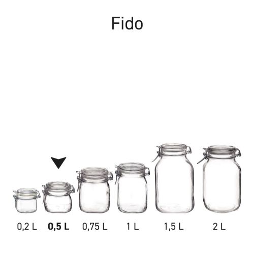 Serienbild von mehreren Weckgläsern Fido mit quadratischer Form. Serienbild von mehreren Weckgläsern Fido mit quadratischer Form.