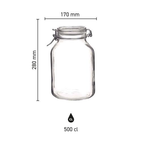 Infografik mit Höhe, Durchmesser und Fassungsvermögen des runden Weckpot Fido 5 Liter in klaren Abstufungen. Infografik mit Höhe, Durchmesser und Fassungsvermögen des runden Weckpot Fido 5 Liter in klaren Abstufungen.