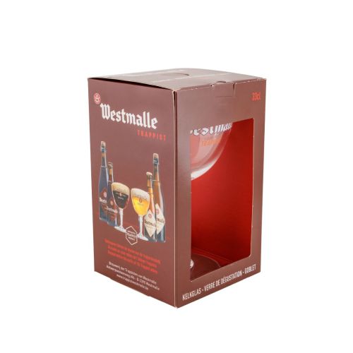 Westmalle Bierglas von 33 cl. in Klarglas mit passender Verpackung, geeignet als Trinkglas für besonderes Bier und Geschenk.