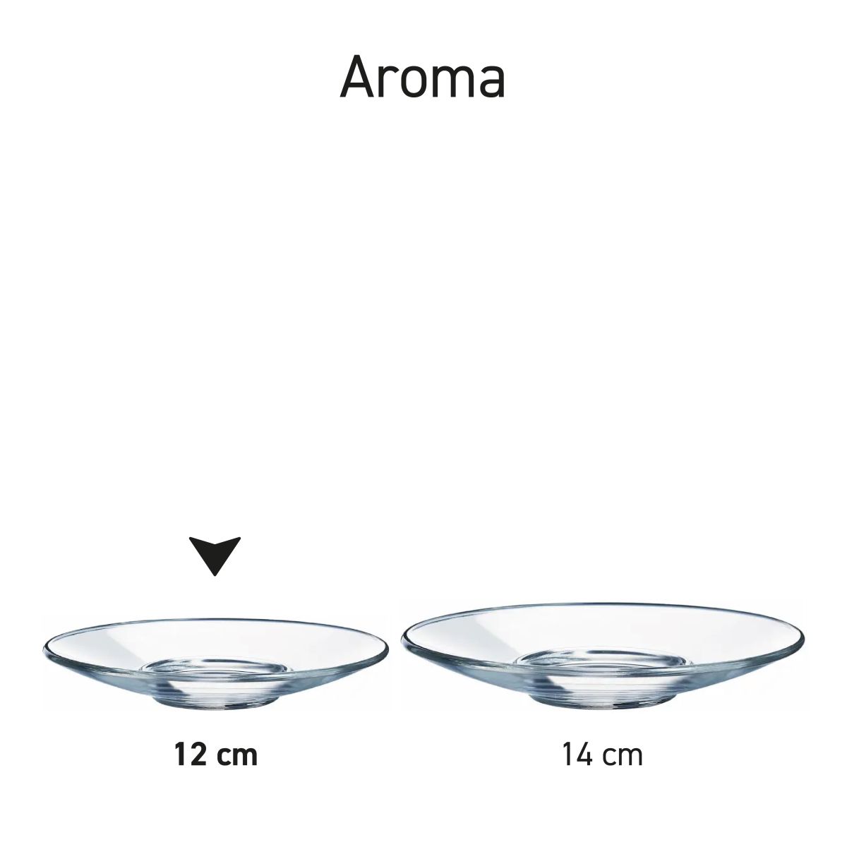 Aroma Untertasse Espresso Glas 12 cm in Glas, als eine Serie mit identischer Form präsentiert.