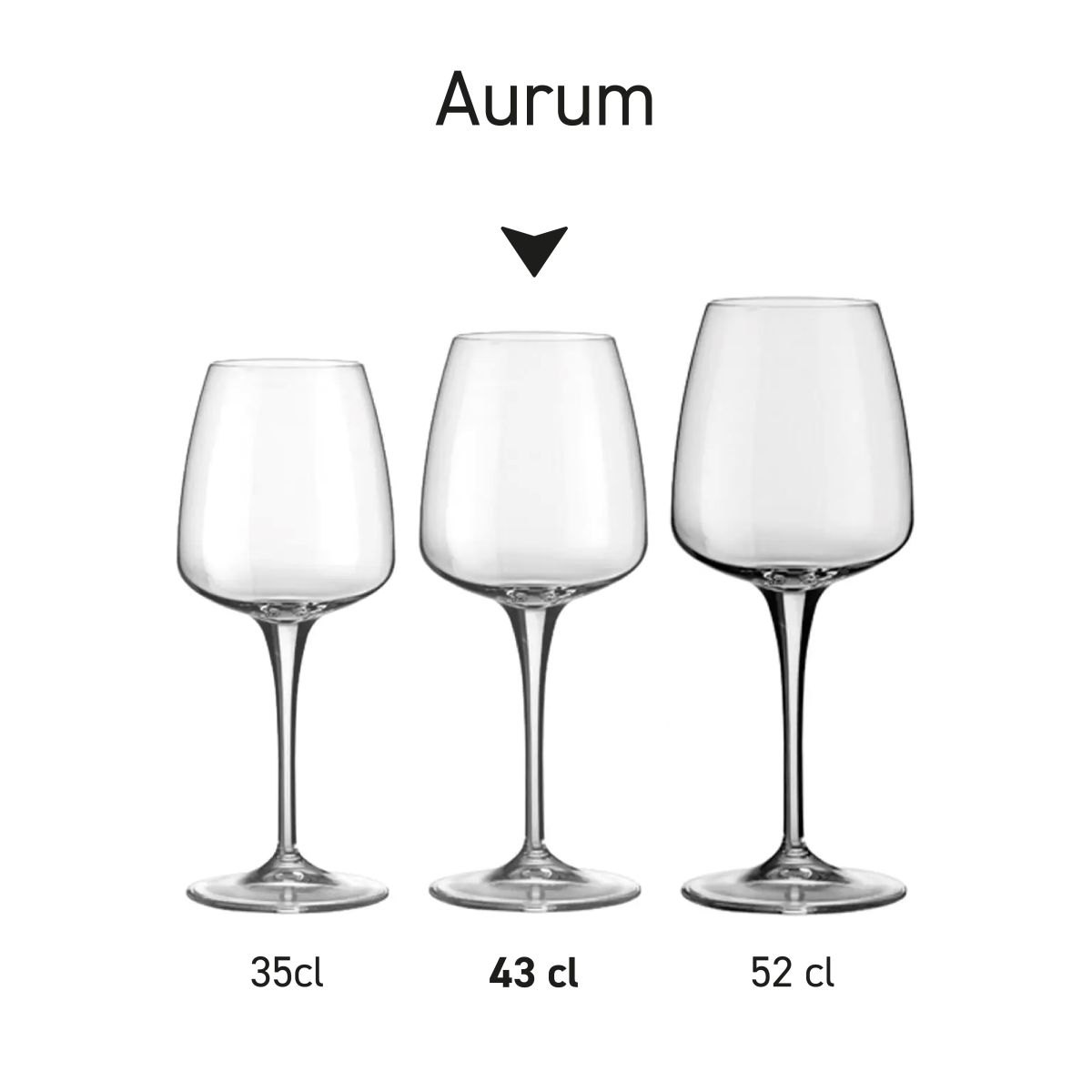 Anzeige von Aurum Weingläsern in einer Serie, zeigt ähnliche Form und Ausführung.