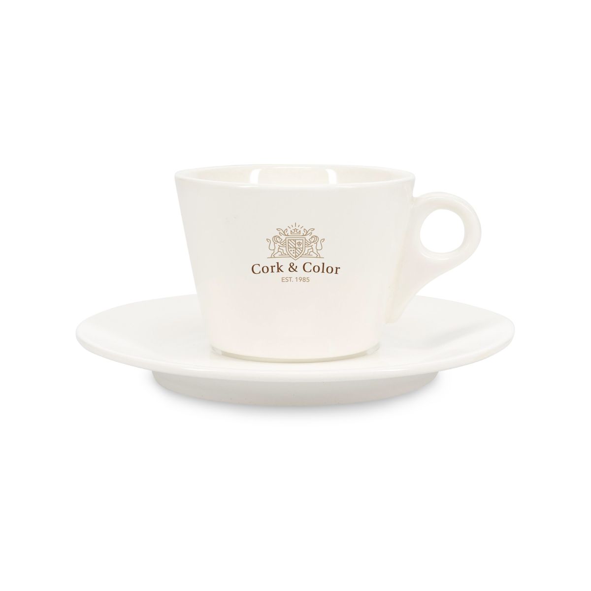 Mehrfarbiger CorkColor Logodruck auf Baristo Coffee 16 cl. SET-Porzellan auf der Vorderseite.