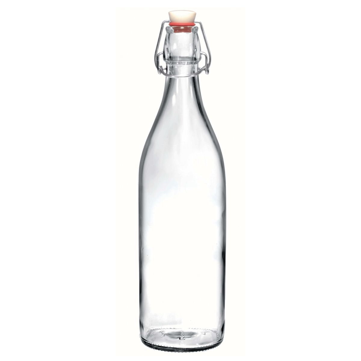 Frontalansicht der runden Giara 1-Liter Bügelflasche mit weitem Hals und stabilem Bügelverschluss.