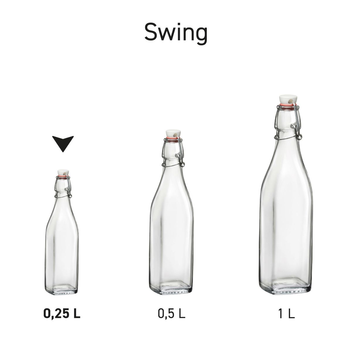 Serie von Bügelflasche Swing in Reihenanordnung, mit identischem Design.