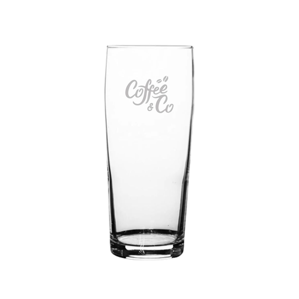 Gravur des CoffeeCo-Logos auf der Vorderseite einer Bierglas Willibecher 18 cl.