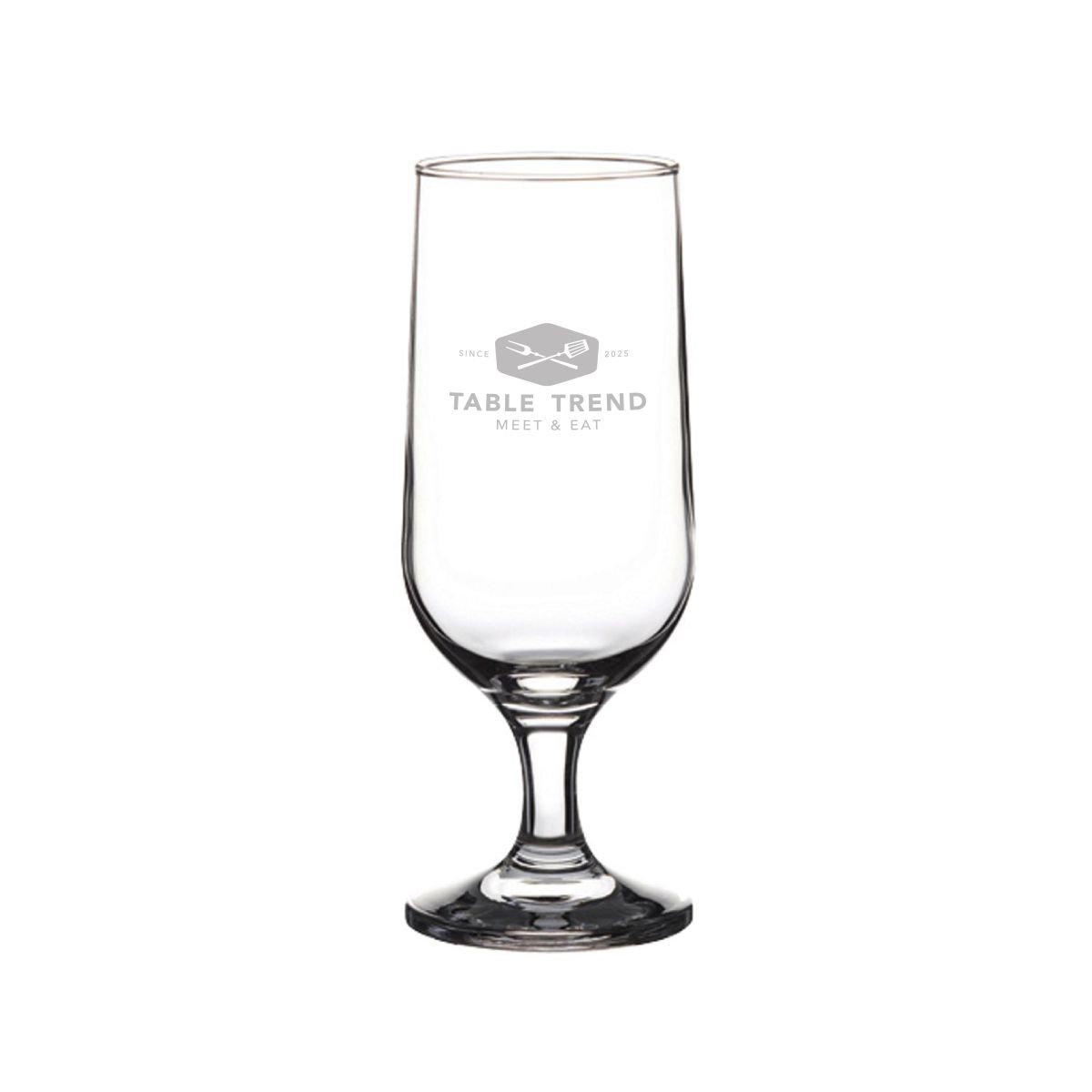 Bierglas Capri 35 cl. mit eingraviertem TableTrend Logo auf der Vorderseite des Glases.