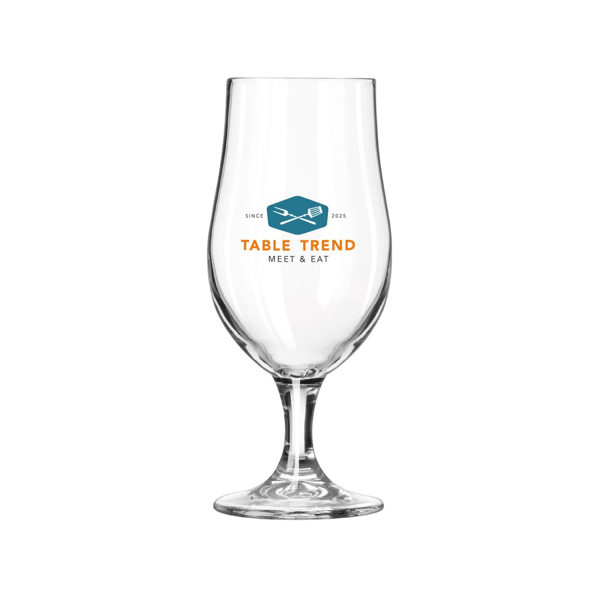 Bierglas Munich 38 cl. bedruckt mit TableTrend Logo in 3 Farben.