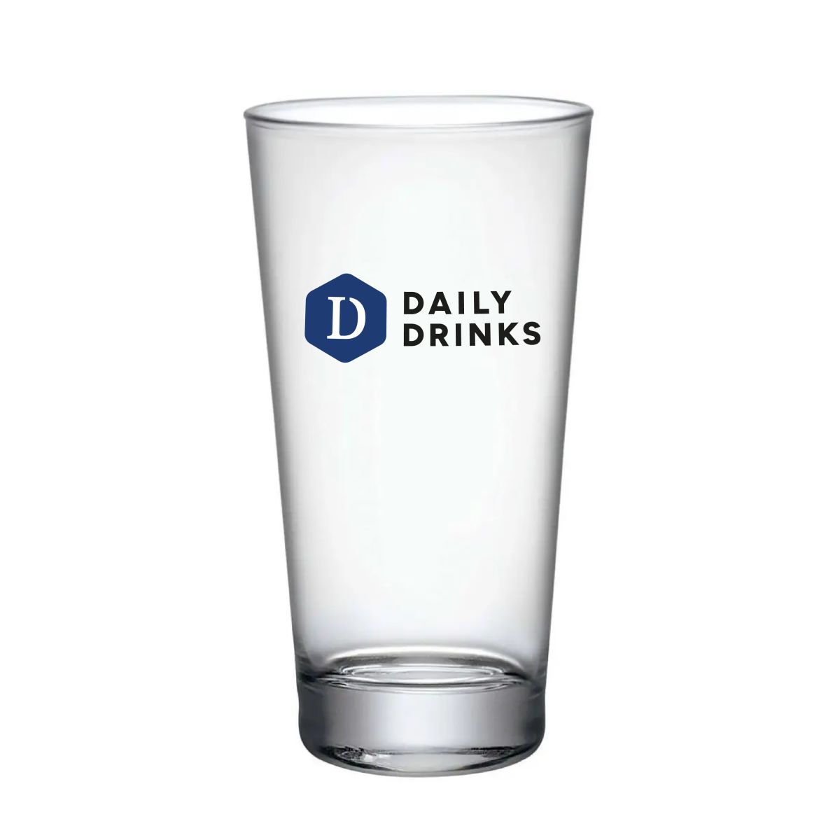 Sestriere Bierglas 39 cl. bedruckt mit blauem DailyDrinks Logo in einer Farbe auf der Vorderseite.