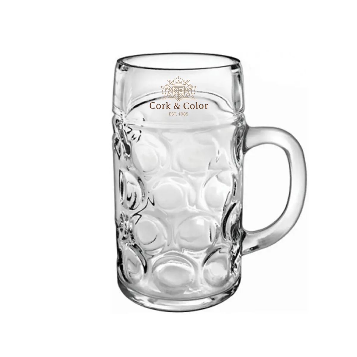 Bierkrug Don  50 cl mit mehrfarbigem CorkColor Logo auf der Vorderseite des Glases.