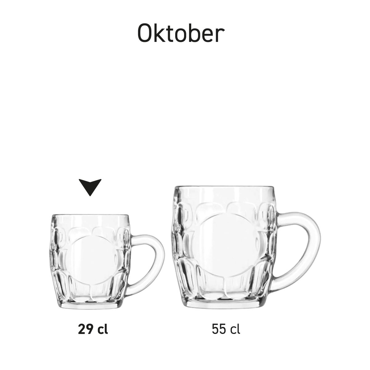 Zwei Bierkrüge aus der Oktober-Serie nebeneinander in der Produktübersicht.