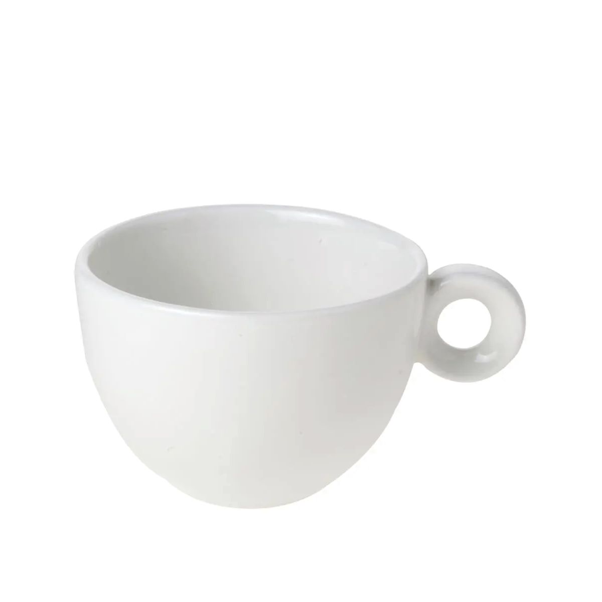 Porzellan Bola Cappuccino Tasse von 20 cl in Vorderansicht, mit runder Form und glatte weiße Oberfläche sichtbar.
