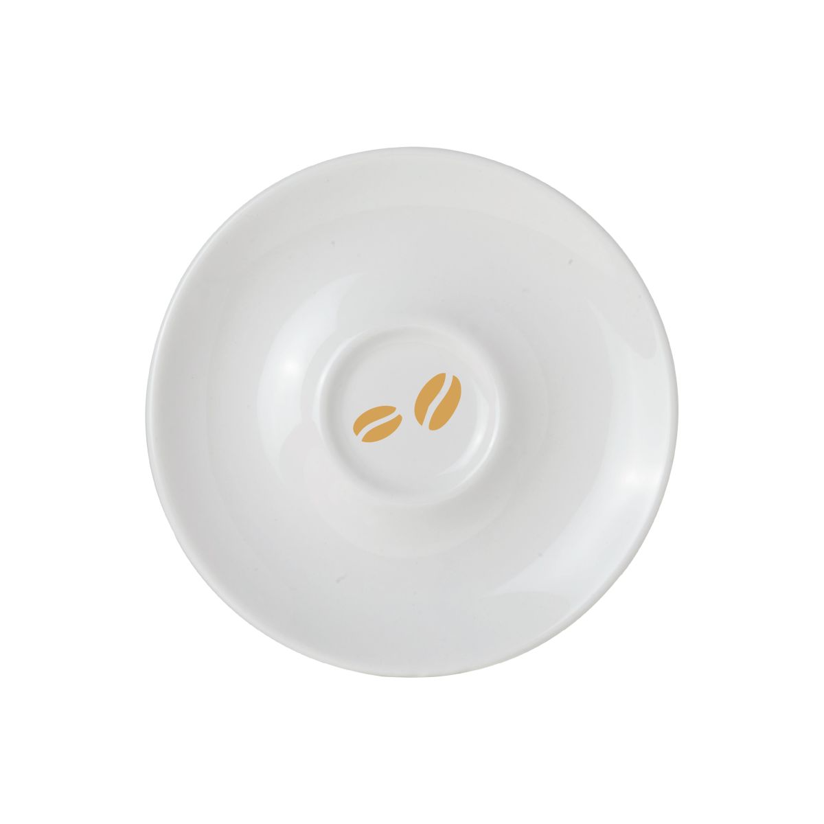Einfarbiger Druck des CoffeeCo-Logos auf Porzellan-Espressountertasse 12,5 cm.