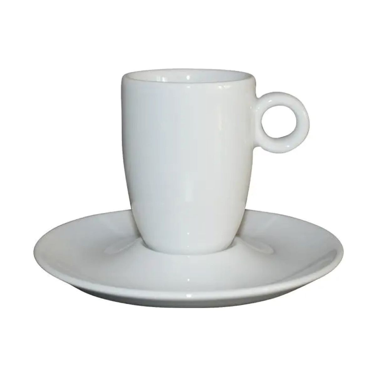Vorderansicht von Bola Kaffee hoch weiß 19 cl. Set aus Porzellan mit schlankem und glattem Design. Vorderansicht von Bola Kaffee hoch weiß 19 cl. Set aus Porzellan mit schlankem und glattem Design.