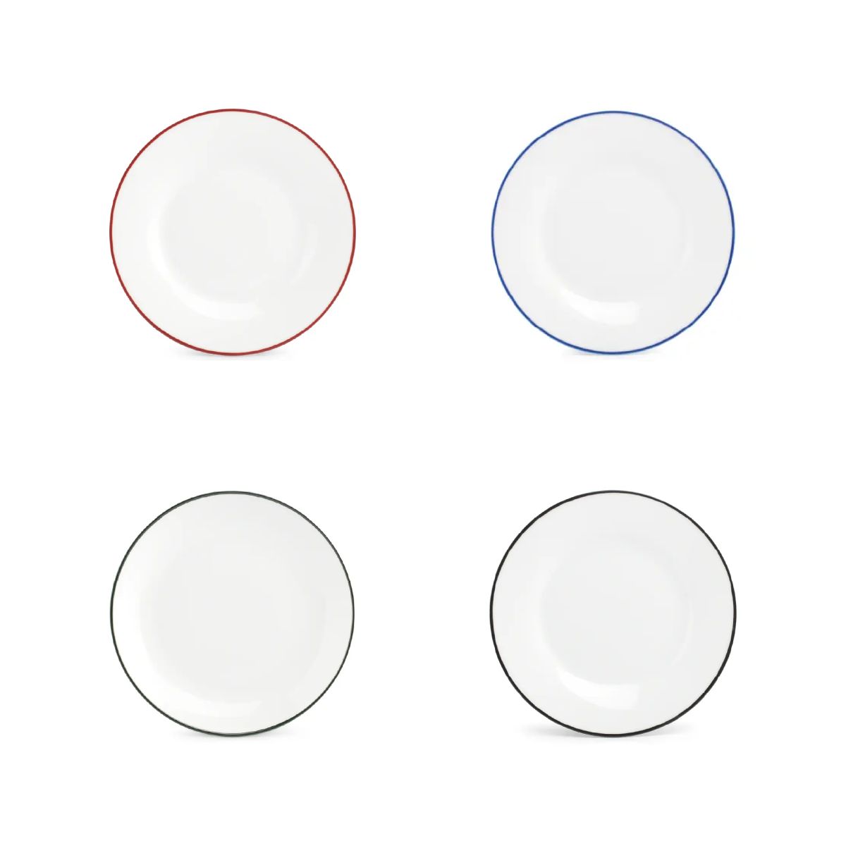 Übersicht der verfügbaren Farben für den Porzellanteller Basic line 15 cm.