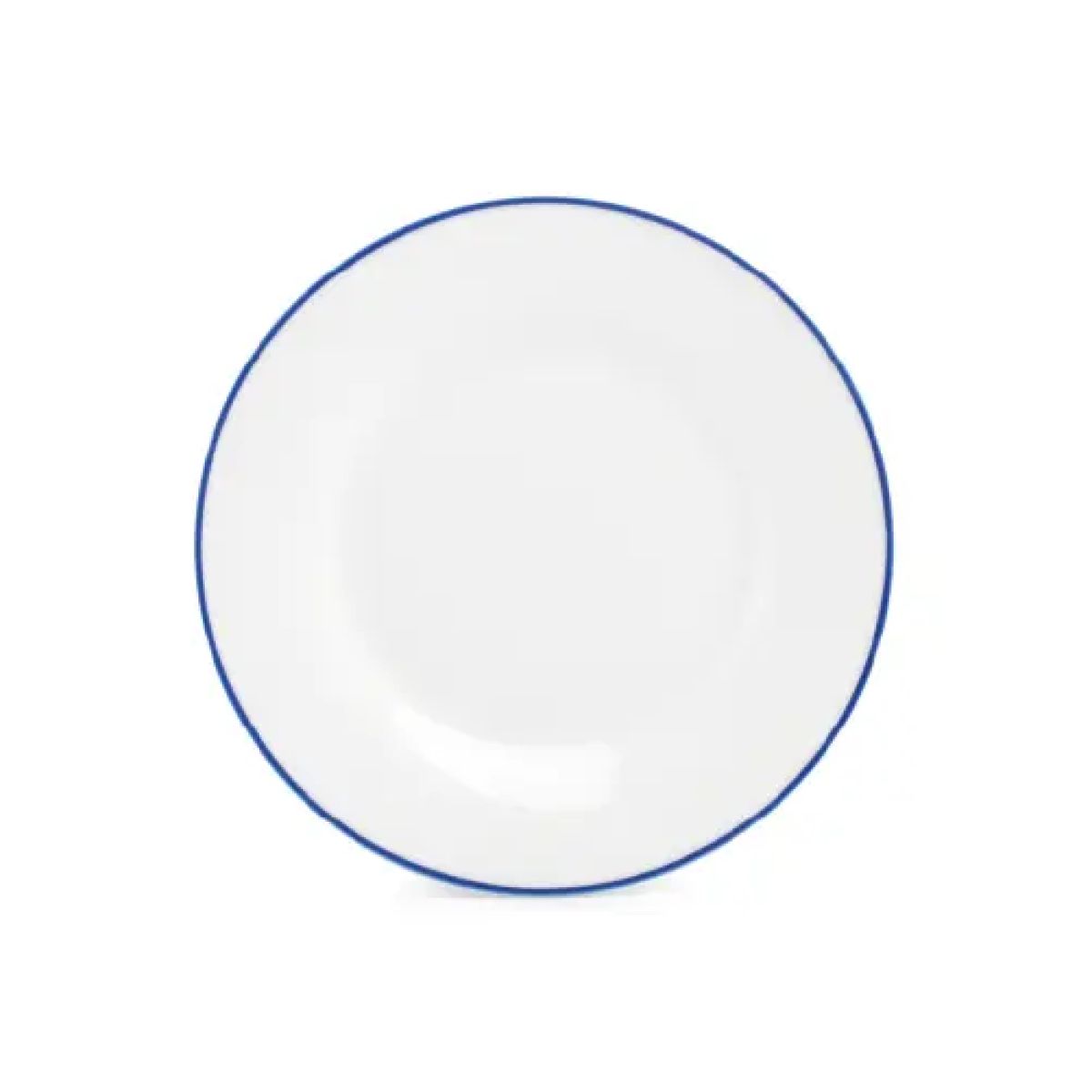 Teller Basic linie 15 cm mit blauem Rand aus der Basic-Linie, 15 cm Durchmesser, gerade von vorne gezeigt.
