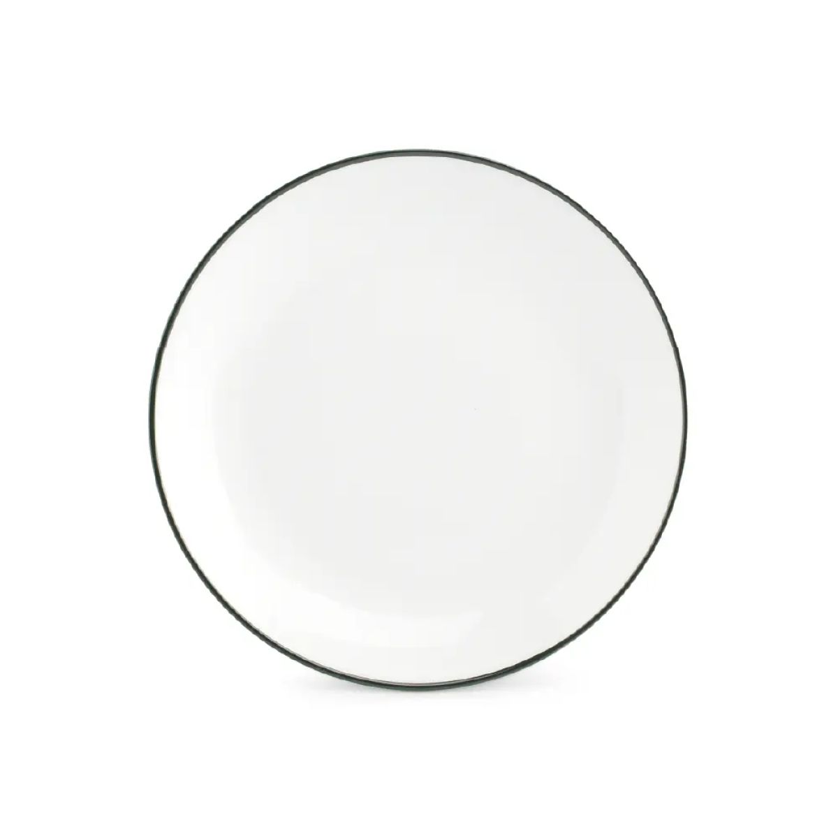 Teller Basic linie 15 cm mit grünem Rand aus der Basic-Linie, 15 cm Durchmesser, gerade von vorne gezeigt.
