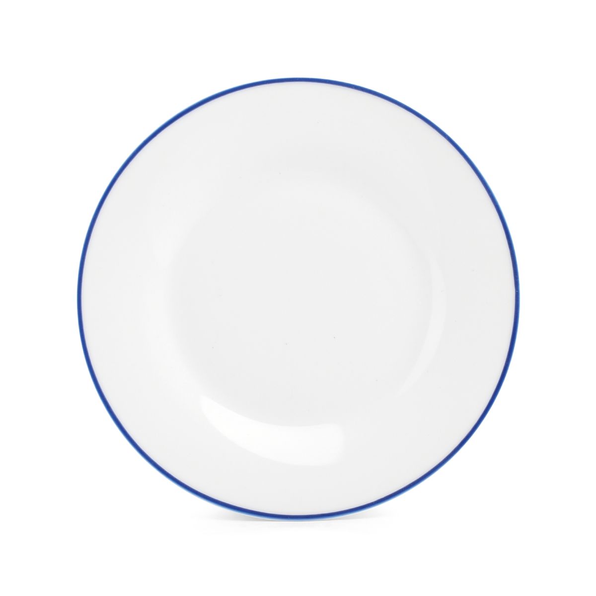 Teller Basic linie 20 cm mit blauem Rand und 20 cm Durchmesser, sichtbar in Frontalansicht.