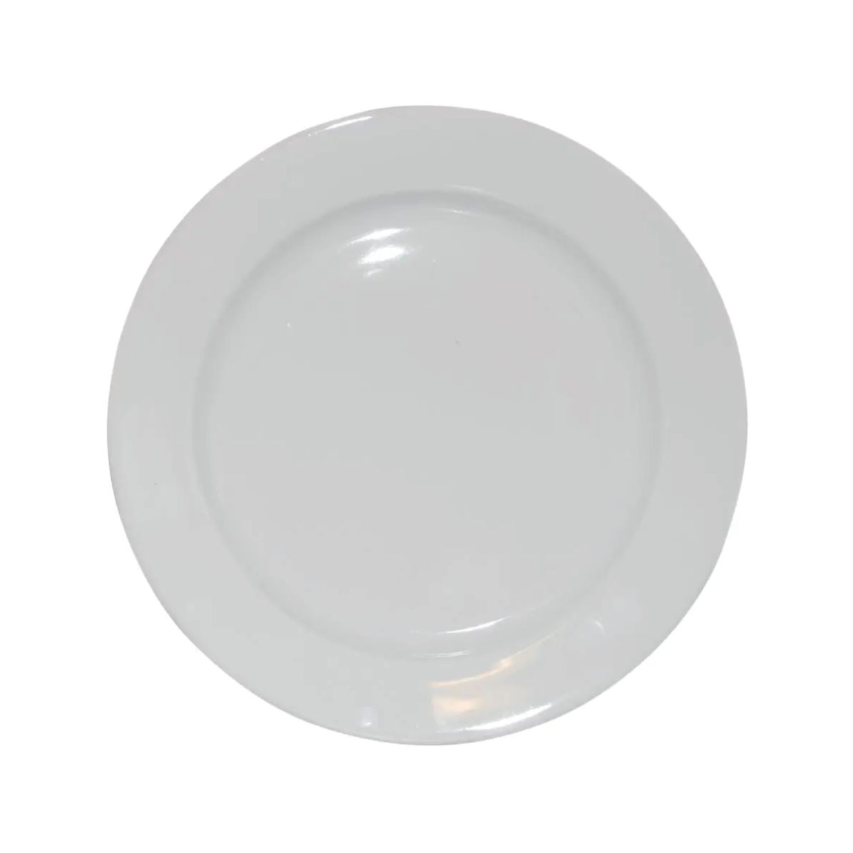 Frontalansicht eines Teller breitem Rand Weiß 21 cm. und glatter Oberfläche. Frontalansicht eines Teller breitem Rand Weiß 21 cm. und glatter Oberfläche.