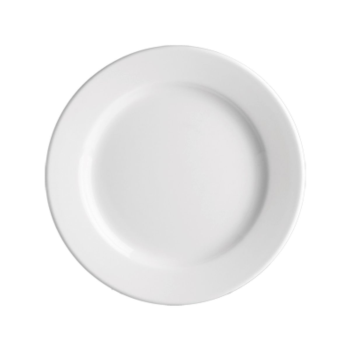 Vorderansicht eines runden Teller Princip 19 cm mit glatter Oberfläche und weißem Finish.