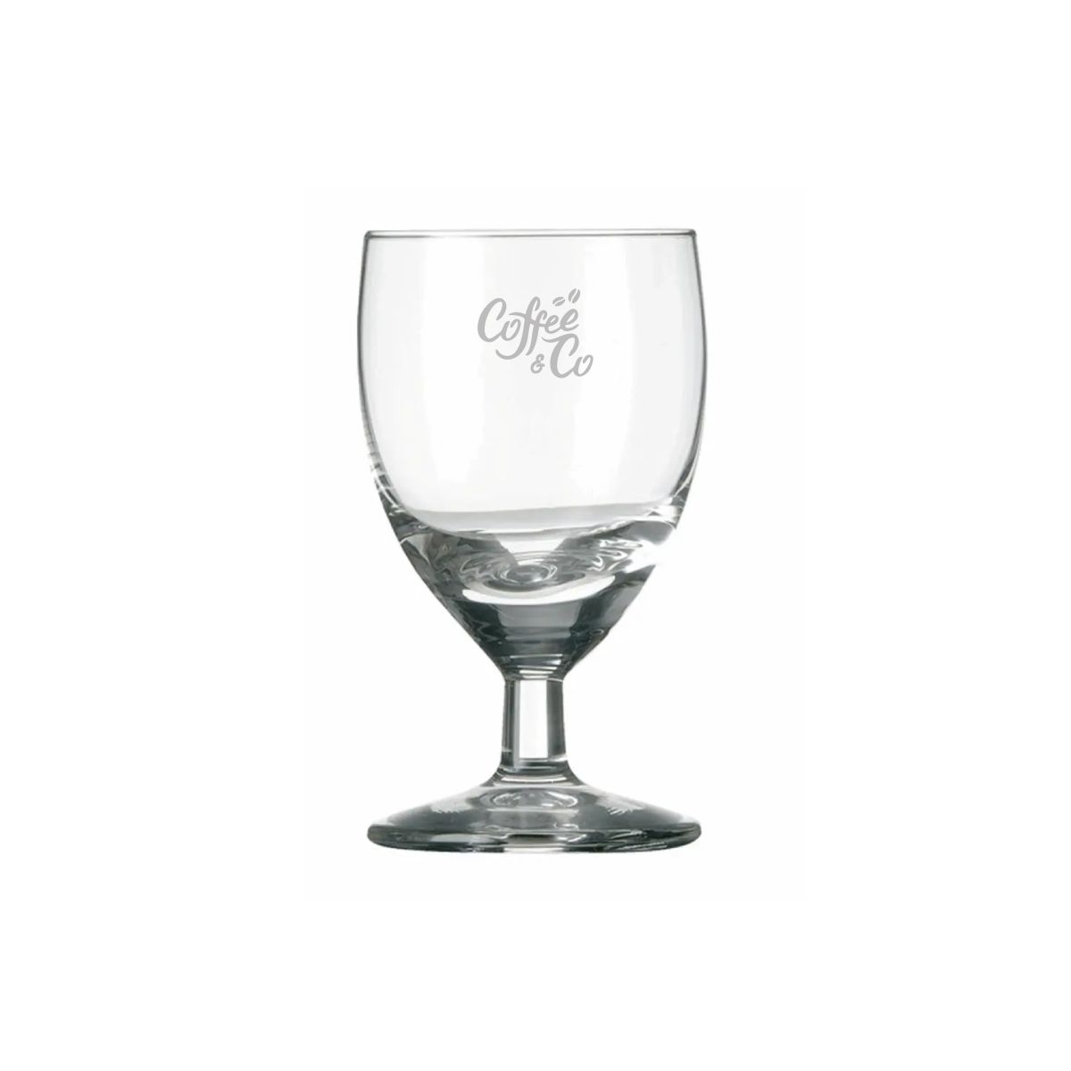Schnapsglas Gilde 6 cl. mit fein eingraviertem CorkColor-Logo auf der Vorderseite, dezent ins Glas eingearbeitet.