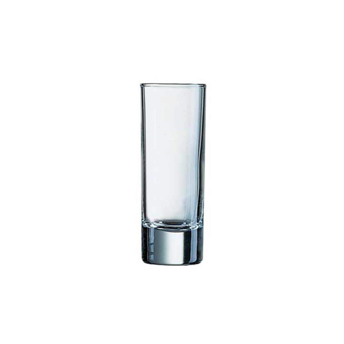 Klares Schnapsglas Islande 6,5 cl. in Vorderansicht, mit einfacher zylindrischer Form und glatter Oberfläche. Klares Schnapsglas Islande 6,5 cl. in Vorderansicht, mit einfacher zylindrischer Form und glatter Oberfläche.