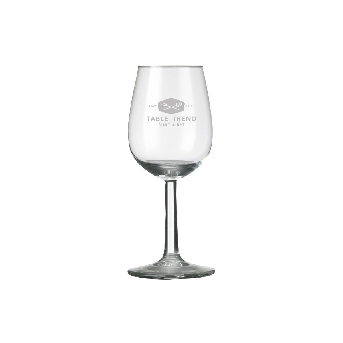 Bouquet Port Glas 14 cl. mit eingraviertem TableTrend Logo auf der Vorderseite des Glases.