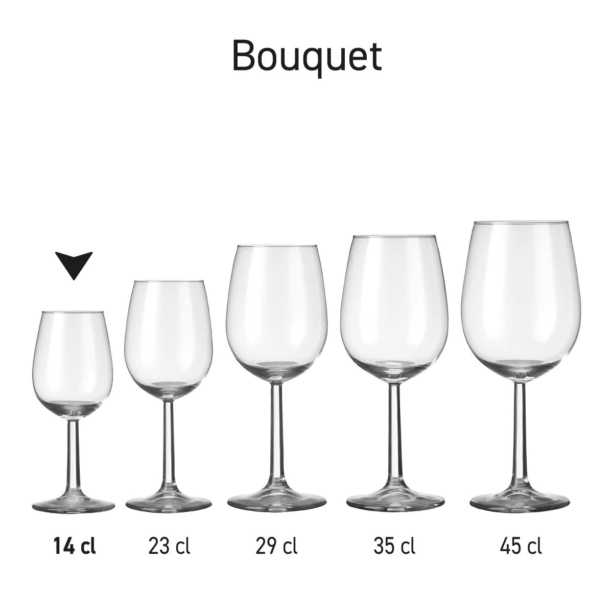 Serienbild von mehreren Bouquet-Portgläsern in identischem Stil.