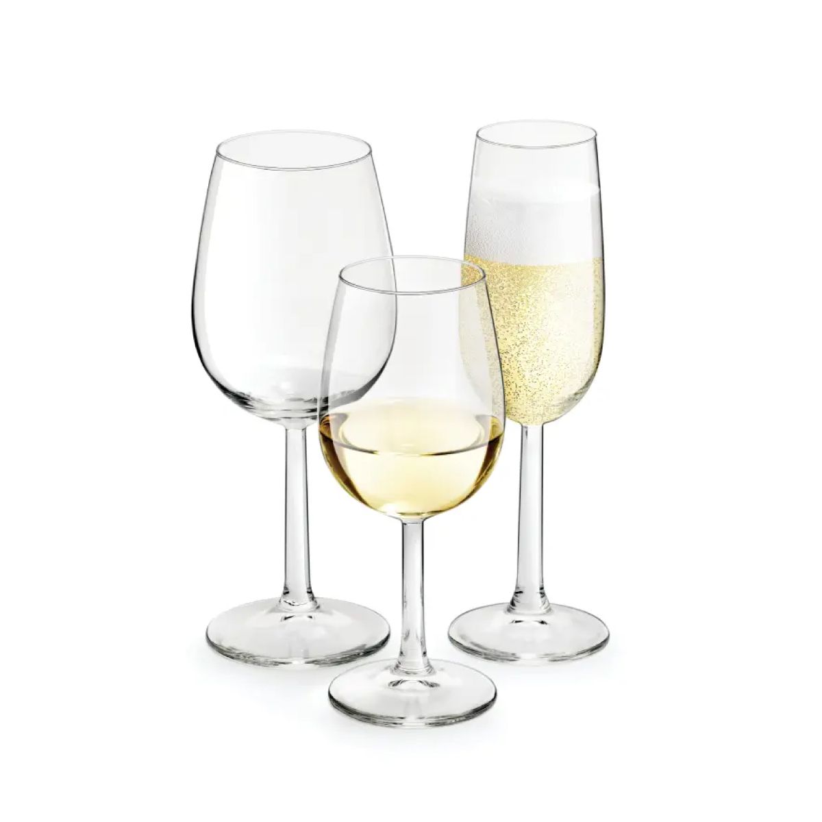 Gefülltes Bouquet Weinglas 23 cl. vor weißem Hintergrund, sichtbar mit Getränkeinhalt.