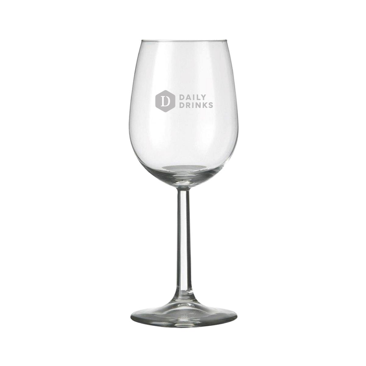 Gravur des DailyDrinks-Logos auf der Vorderseite des Bouquet Weinglas 29 cl.
