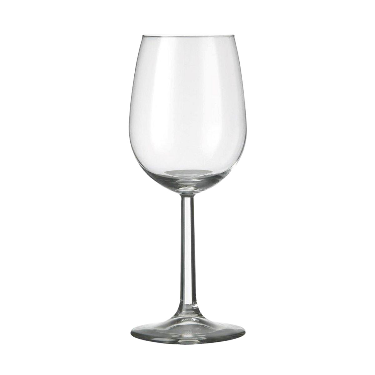 Klare Vorderansicht eines klassischen Bouquet Weinglas 35 cl. aus transparentem Glas. Klare Vorderansicht eines klassischen Bouquet Weinglas 35 cl. aus transparentem Glas.