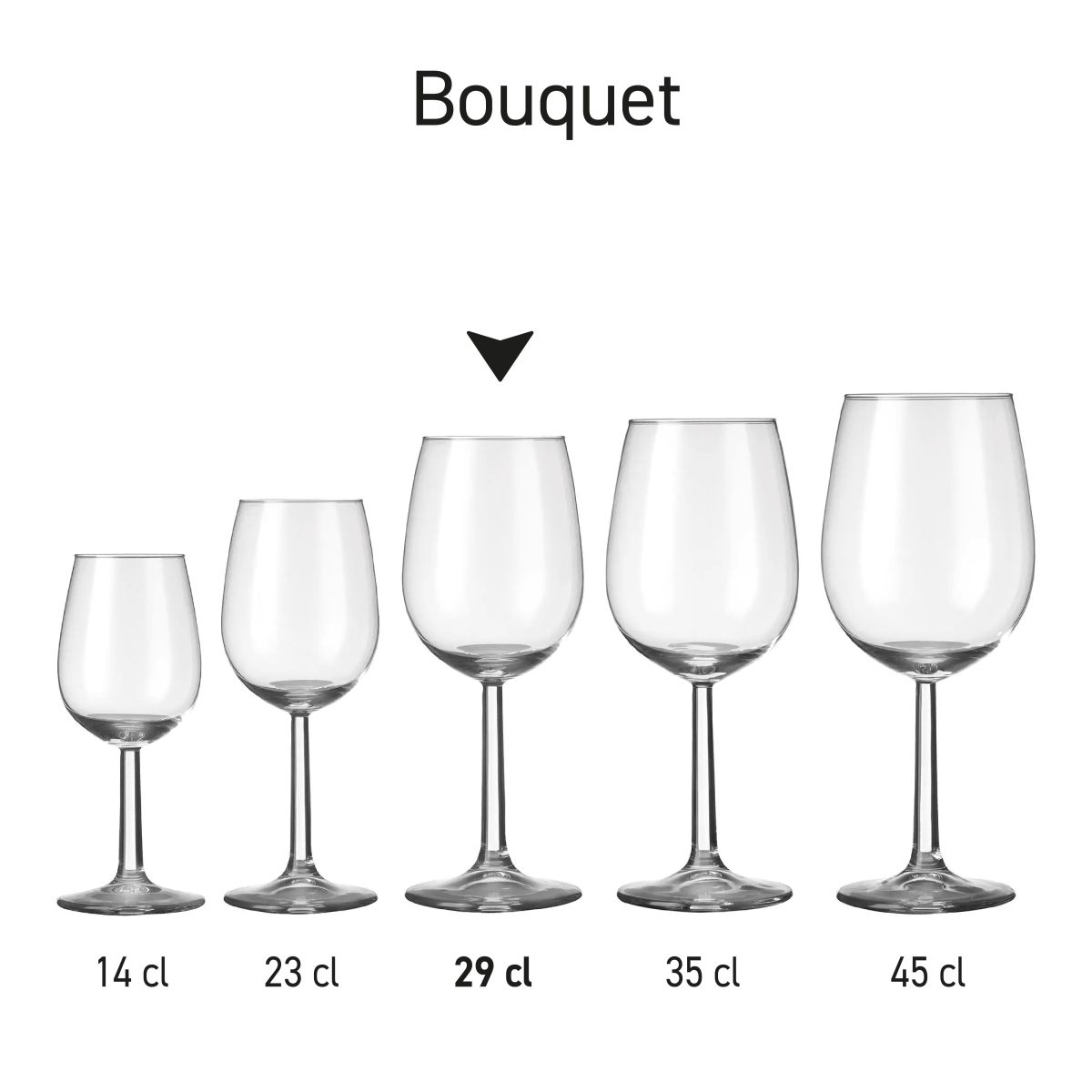 Übersicht über mehrere Bouquet Weingläser, die als Produktvariante in Serie gezeigt werden.