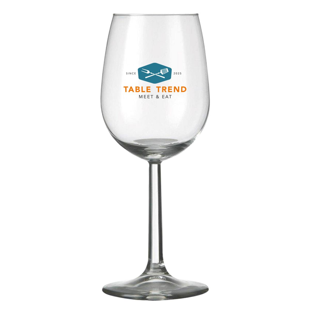 Vorderansicht des  Bouquet Weinglas 45 cl. mit TableTrend-Logo in mehreren Farben gedruckt.