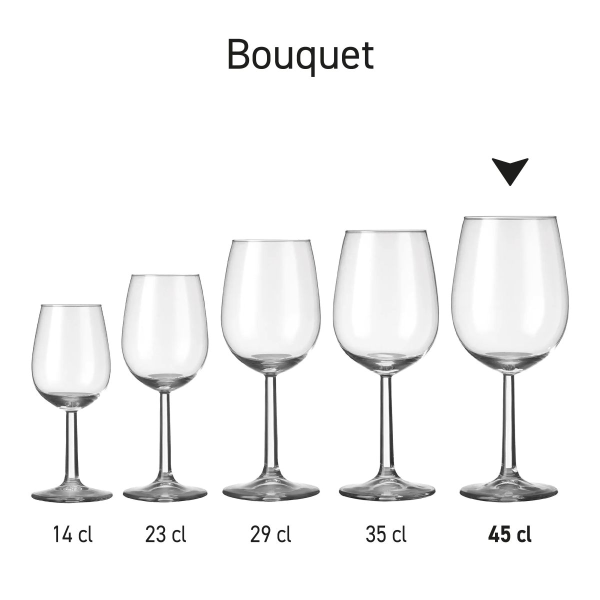 Übersichtsbild mehrerer Bouquet Weingläser als Teil einer Serie.