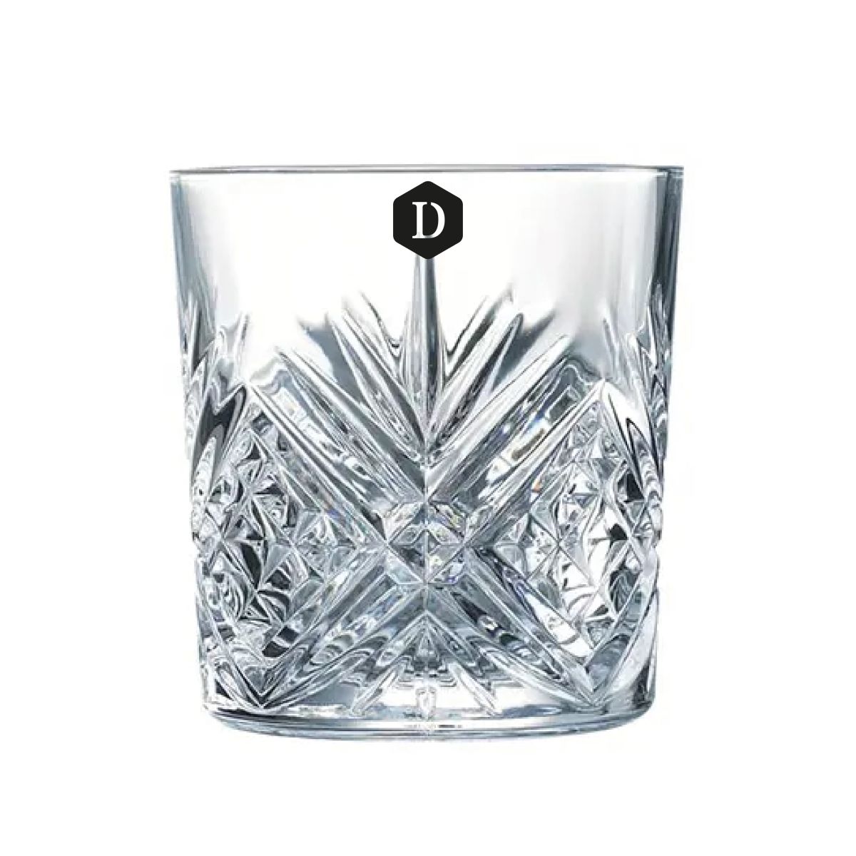 Broadway Tumbler 30 cl. Glas mit einfarbigem DailyDrinks Logo auf der Vorderseite.