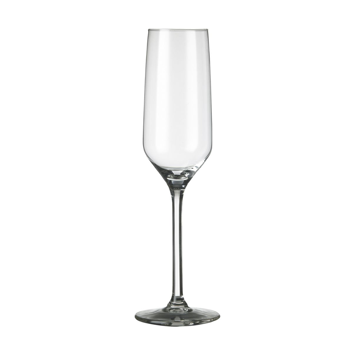 Vorderansicht der Carre Champagnerflöte 22 cl. ein schlankes Glas aus Klarglas. Vorderansicht der Carre Champagnerflöte 22 cl. ein schlankes Glas aus Klarglas.