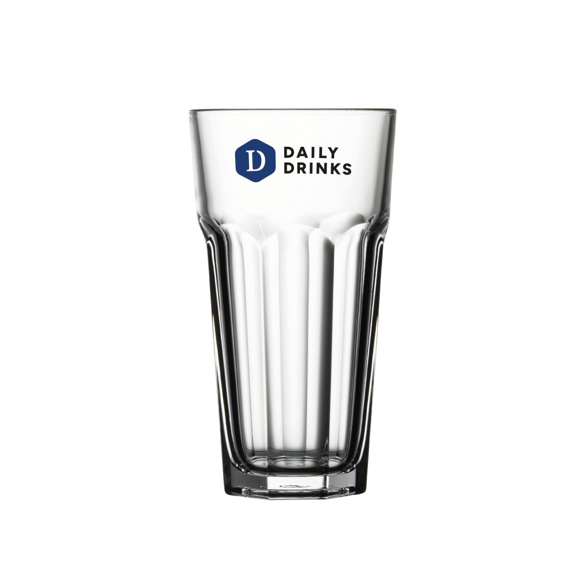 Casablanca Latte Hoch 28,5 cl. mit mehrfarbigem Logodruck von DailyDrinks auf der Vorderseite.