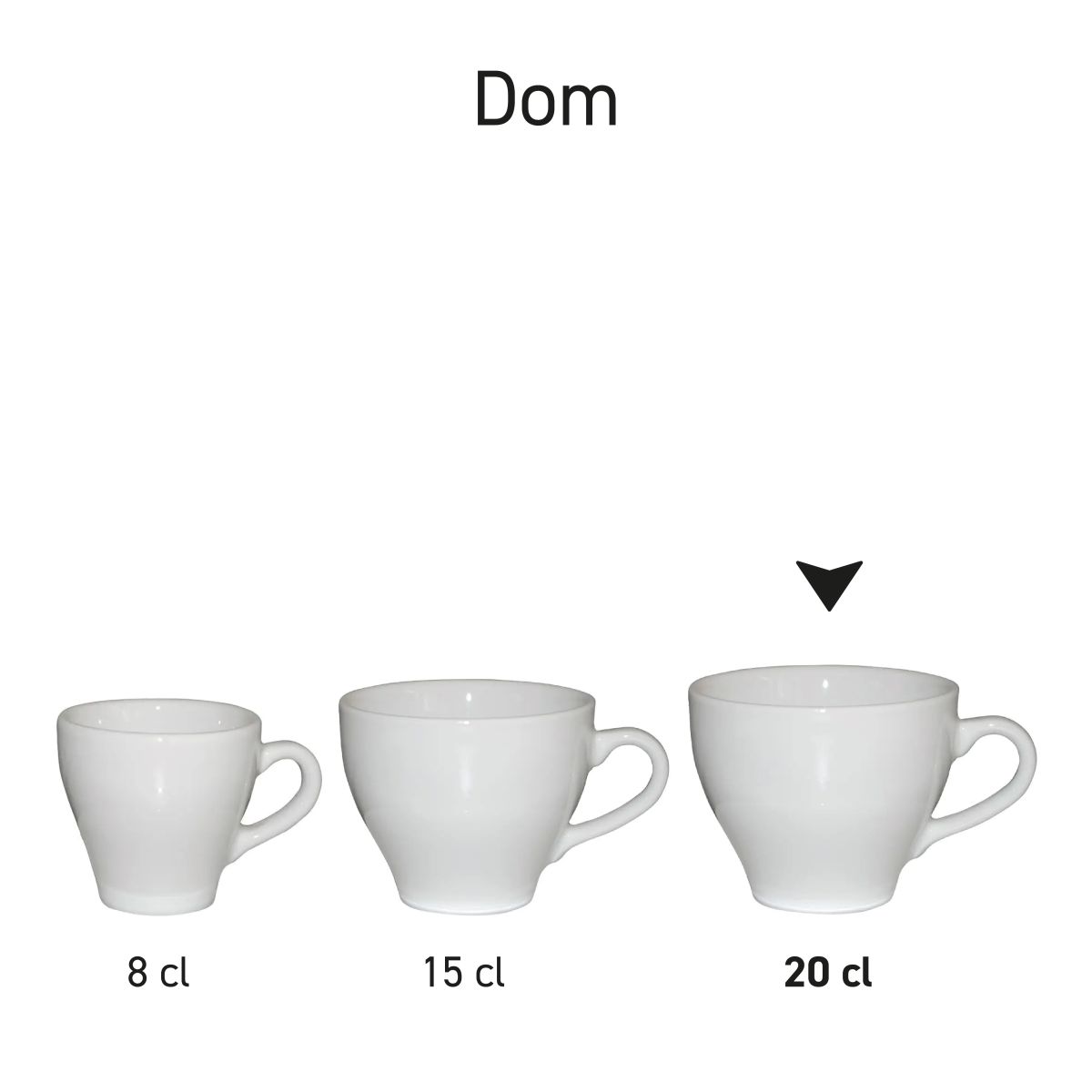 Übersicht über mehrere Dom Cappuccino-Tassen, die als Dom-Serie präsentiert werden.