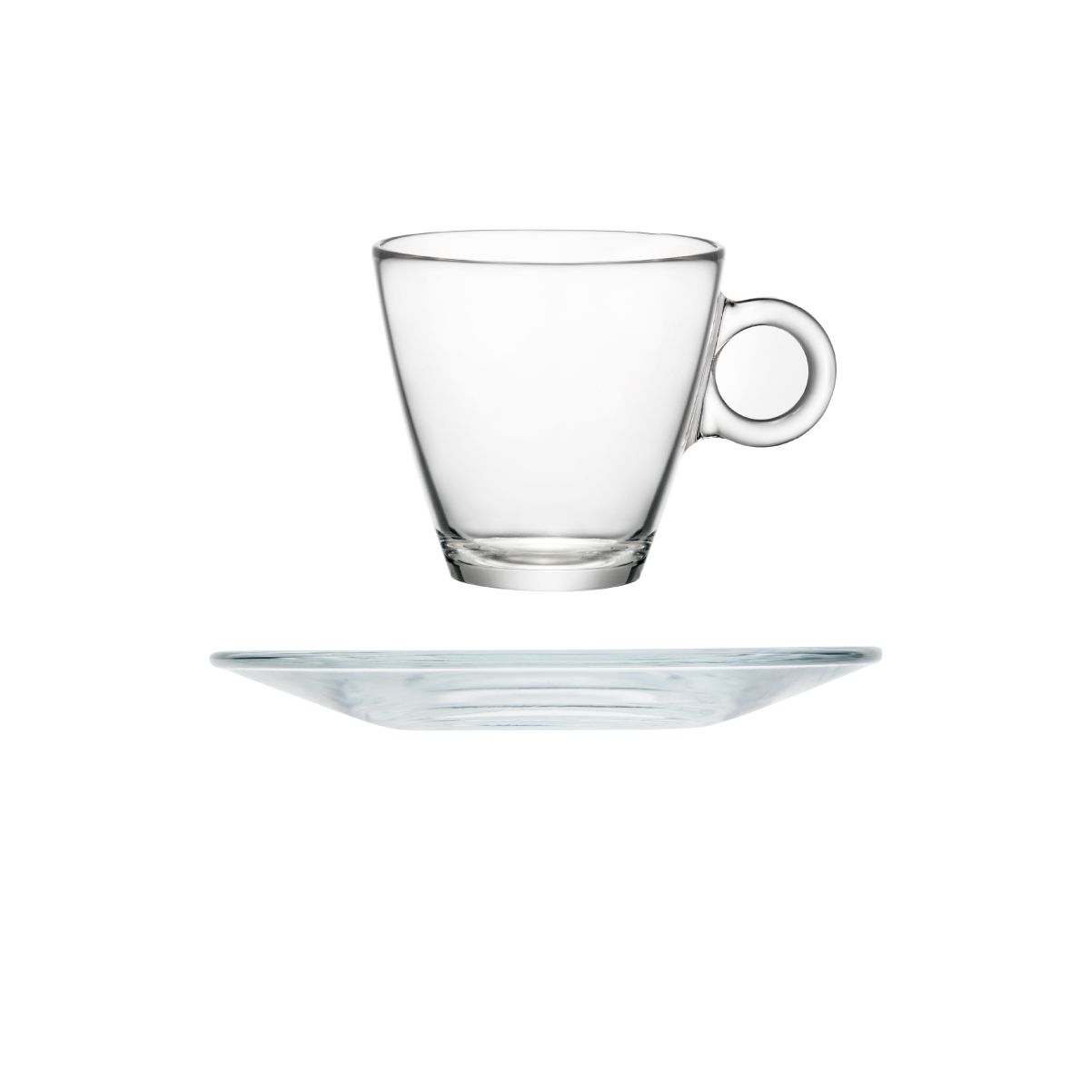 Transparentes Easy Bar Cappuccino 23 cl. SET in Vorderansicht, stehend auf weißem Hintergrund. Transparentes Easy Bar Cappuccino 23 cl. SET in Vorderansicht, stehend auf weißem Hintergrund.