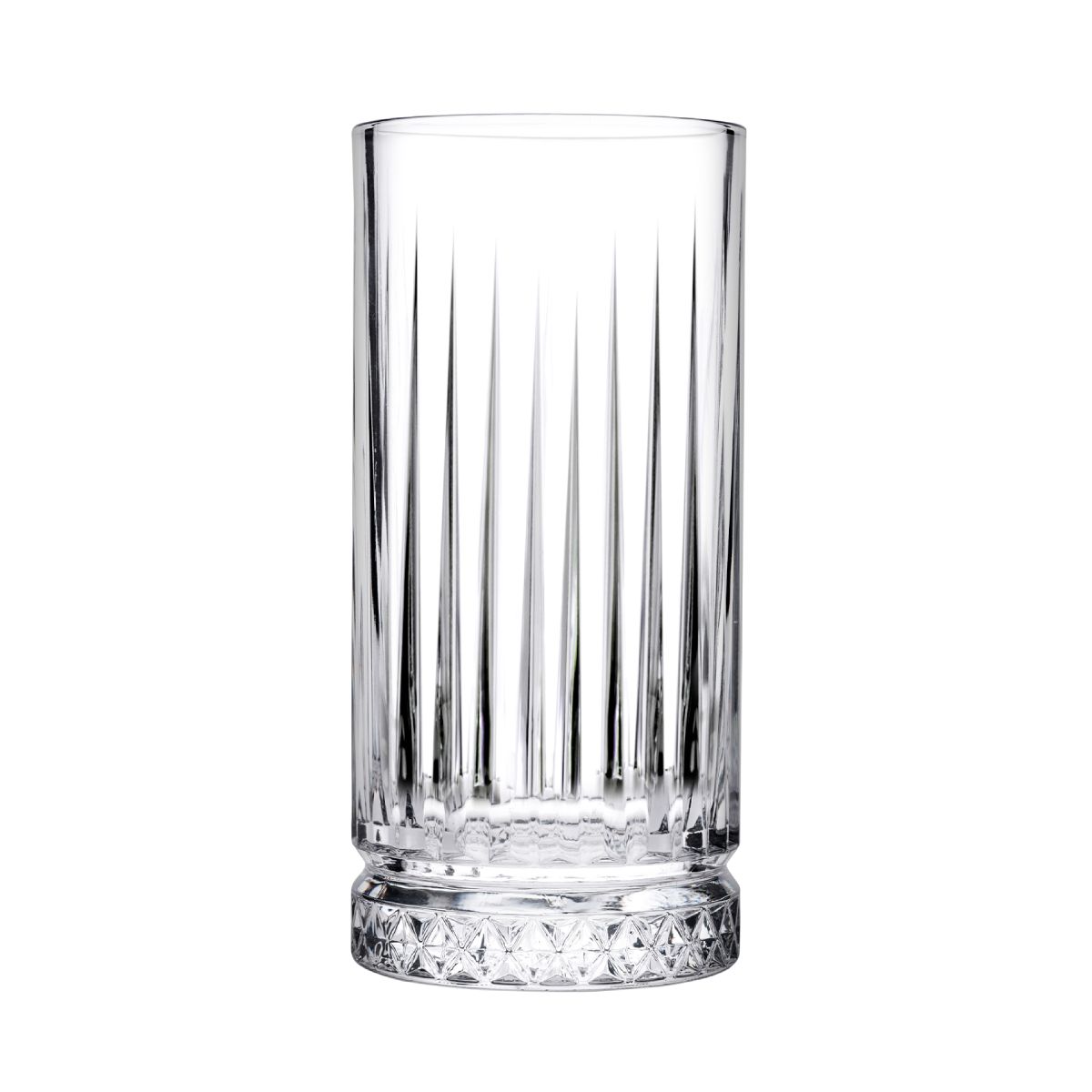 Vorderansicht des Elysia Longdrink Glases 28 cl. mit gerader Wand und klarer Oberfläche. Vorderansicht des Elysia Longdrink Glases 28 cl. mit gerader Wand und klarer Oberfläche.