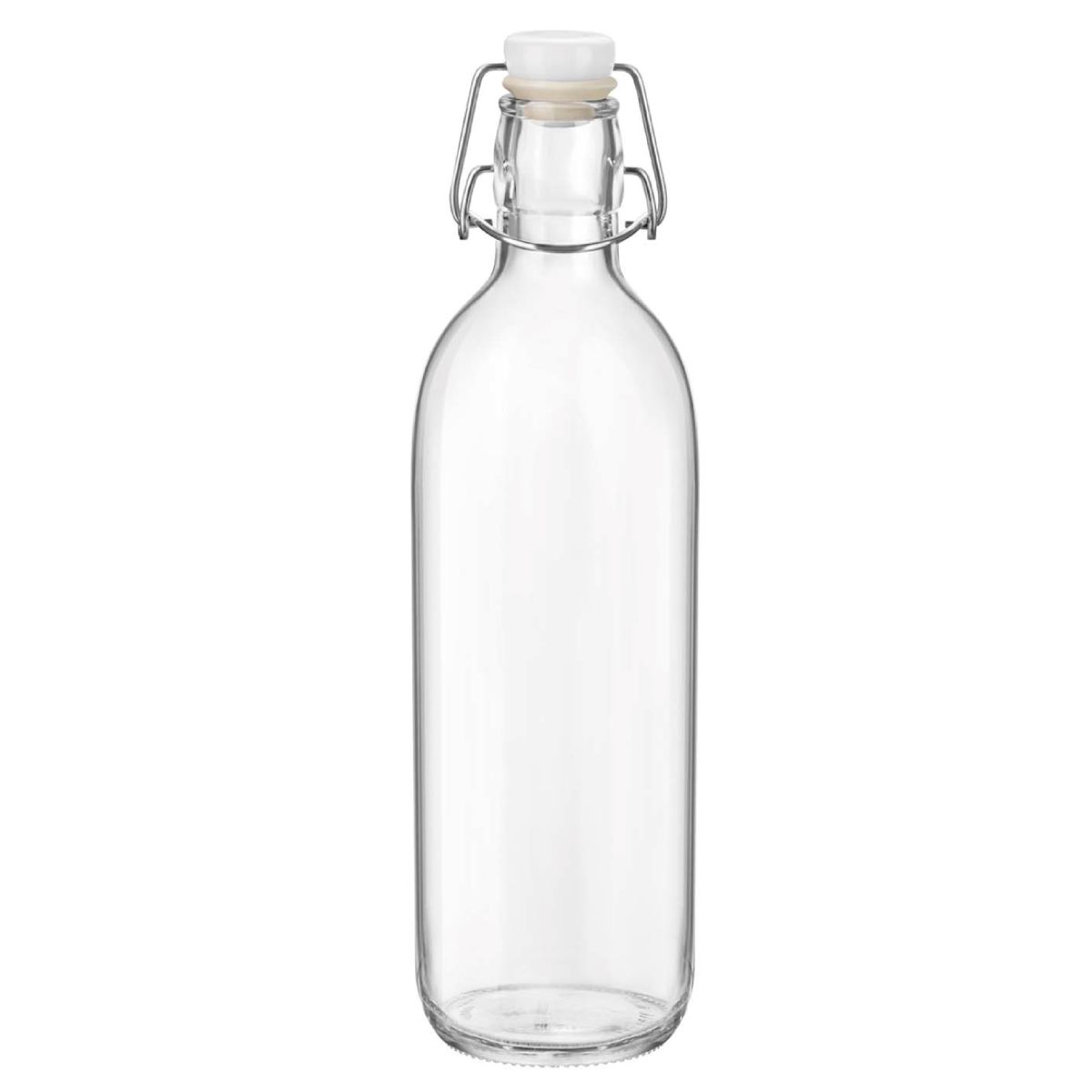 Gerade Vorderansicht der Emilia flasche mit 1 Liter Fassungsvermögen und Schnappverschluss, schlankes Modell. Gerade Vorderansicht der Emilia flasche mit 1 Liter Fassungsvermögen und Schnappverschluss, schlankes Modell.
