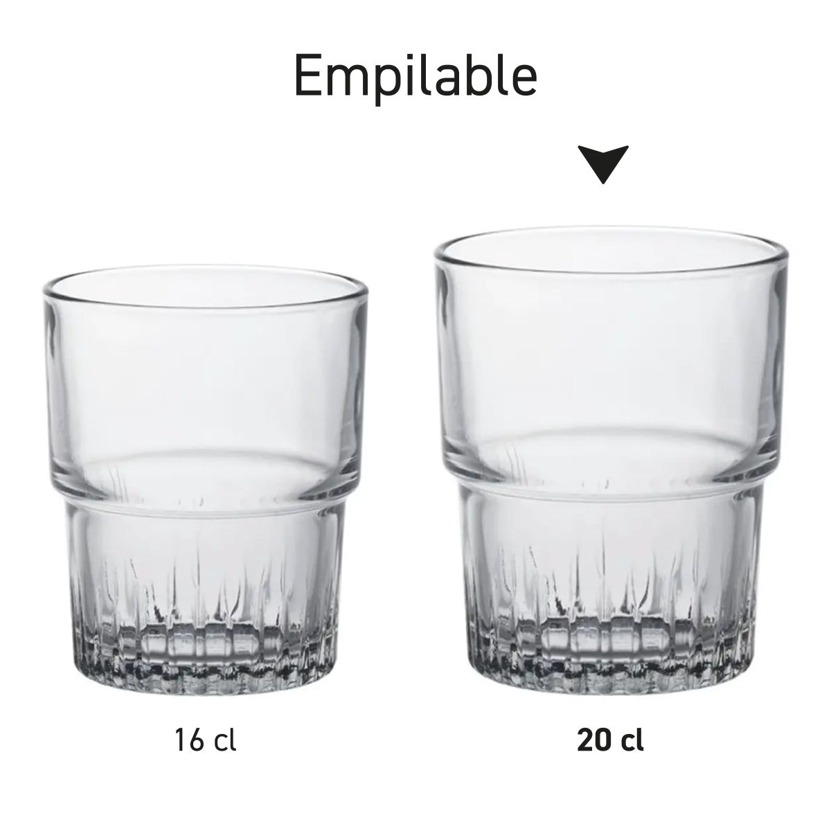 Die Gläser der Empilable-Serie werden als Serie in der Übersichtsansicht präsentiert.