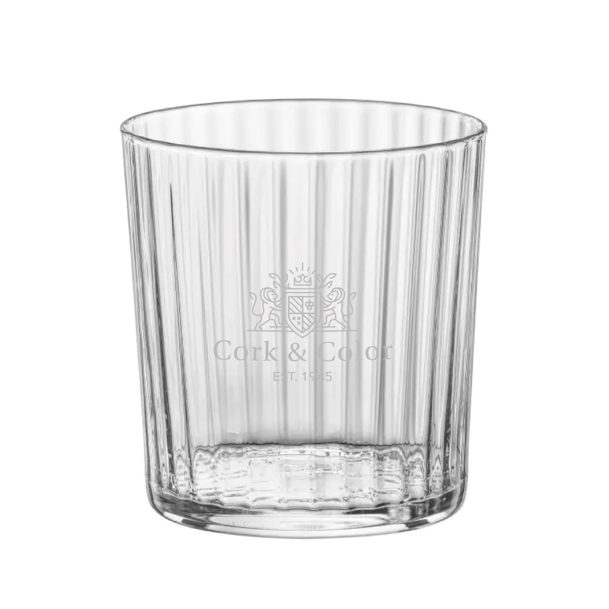 Exclusiva Tumbler 35,5 cl. mit eingraviertem CorkColor Logo auf der Vorderseite.