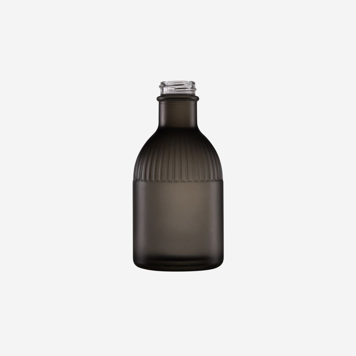 Flasche Florence 0,2 Liter aus schwarzem Klarglas, Vorderansicht mit schlanker Form und schmalem Hals