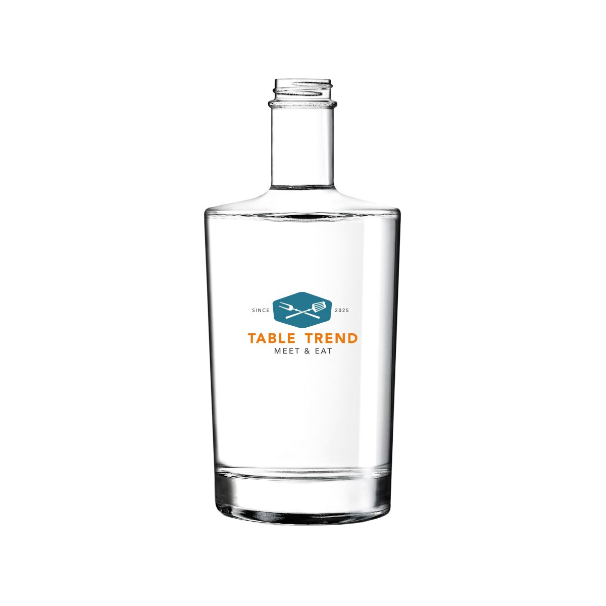 Neos 0,5-Liter-Flasche mit mehrfarbigem Druck des TableTrend-Logos auf der Vorderseite.