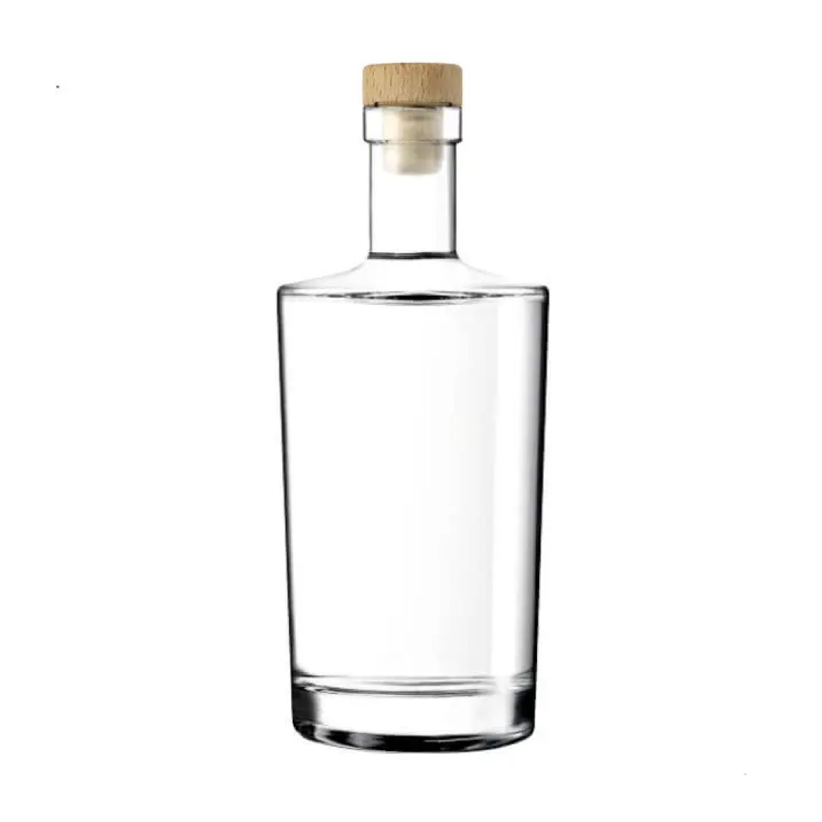 Flasche Neos 0,7 Liter Kork in gerader Vorderansicht, transparent und zylindrisch., Farbe houten dop