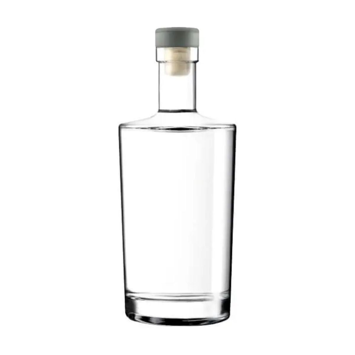 Flasche Neos 0,7 Liter Kork in gerader Vorderansicht, transparent und zylindrisch., Farbe zilveren dop